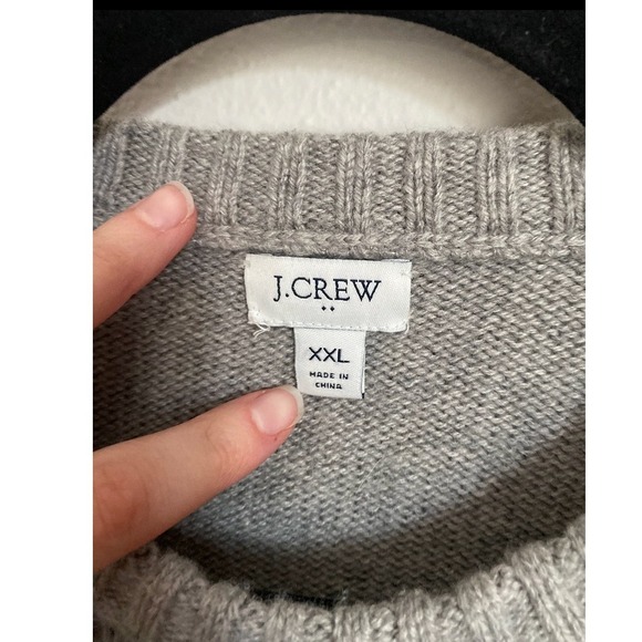 J. Crew Cable Knit Wool Gray Sweater XXL Chunky Fisherman Scandigirl Normcore - Picture 3 of 6